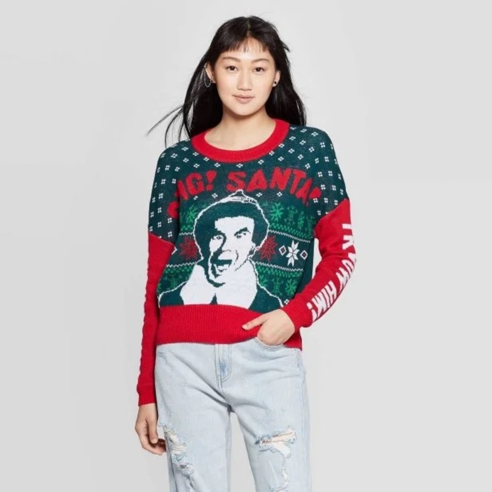 🎄 Elf “OMG! Santa!” Holiday Sweater – Size Small